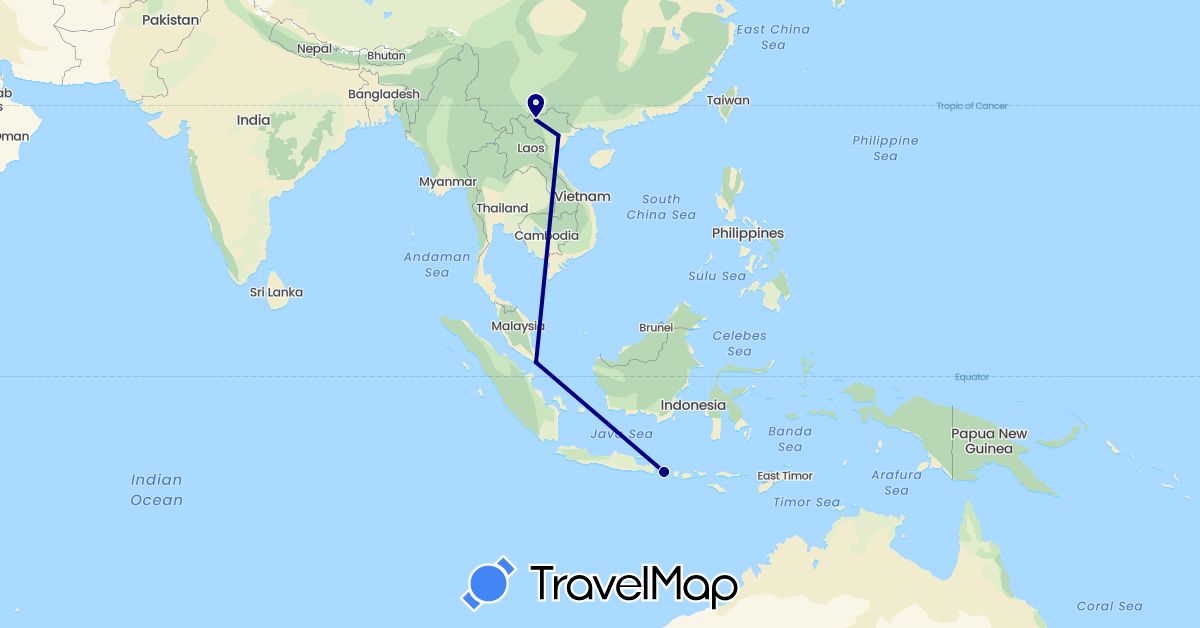 TravelMap itinerary: driving in Indonesia, Singapore, Vietnam (Asia)